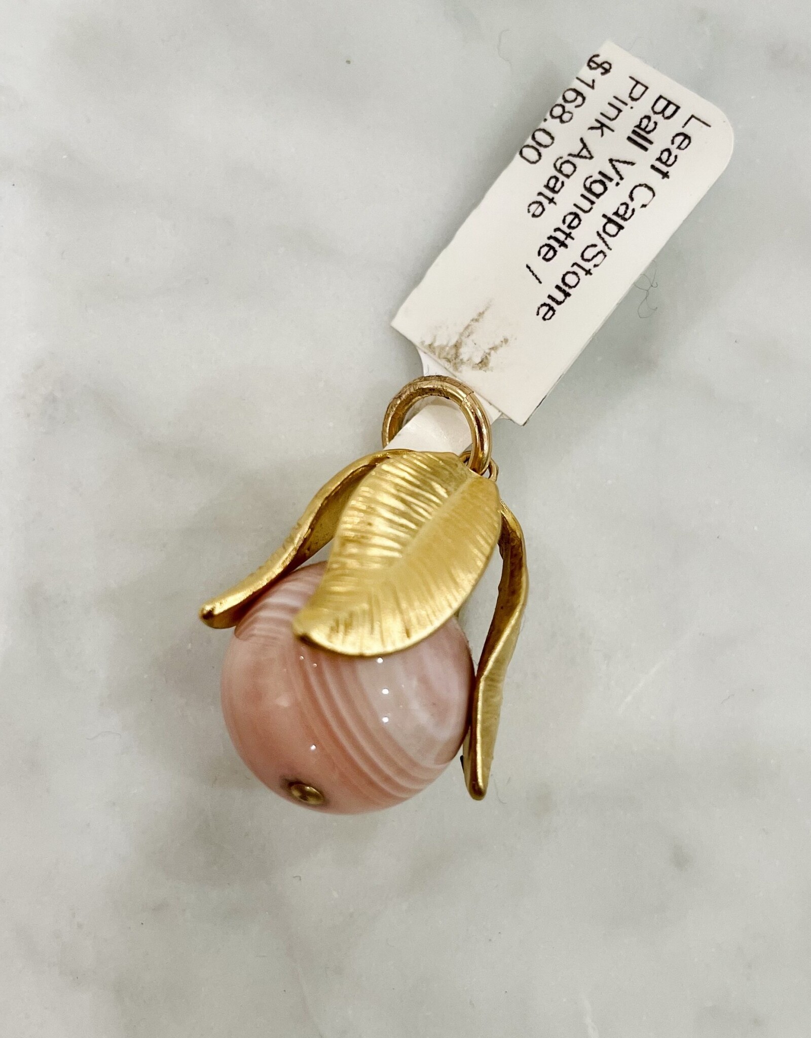 Sennod Jewelry Design VV724-PALEAF CAP- PINK AGATE