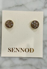 Sennod Jewelry Design E1433-CLUSTER STUD- MOONSTONE/DIAMOND