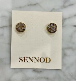 Sennod Jewelry Design E1433-CLUSTER STUD- MOONSTONE/DIAMOND