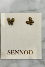 Sennod Jewelry Design E1390GG-FLUTTER STUD- GOLD/GREY