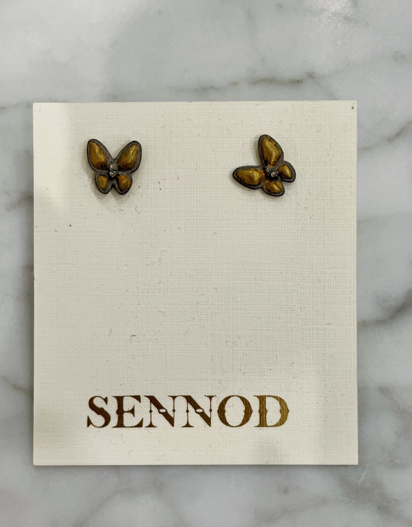 Sennod Jewelry Design E1390GG-FLUTTER STUD- GOLD/GREY