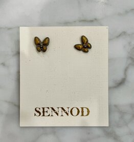 Sennod Jewelry Design E1390GG-FLUTTER STUD- GOLD/GREY