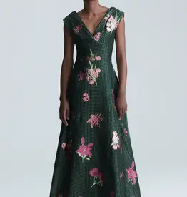 Lela Rose V Neck Off The Shoulder Dress