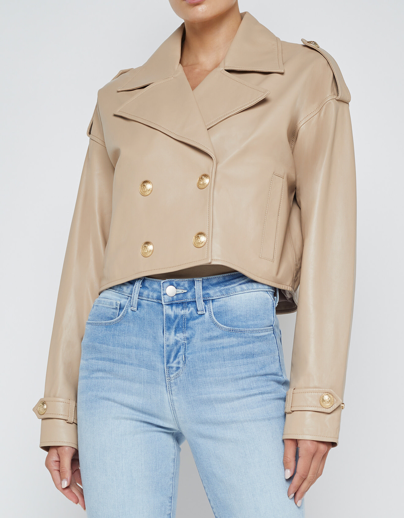 L'AGENCE Kento Crop Leather Trench