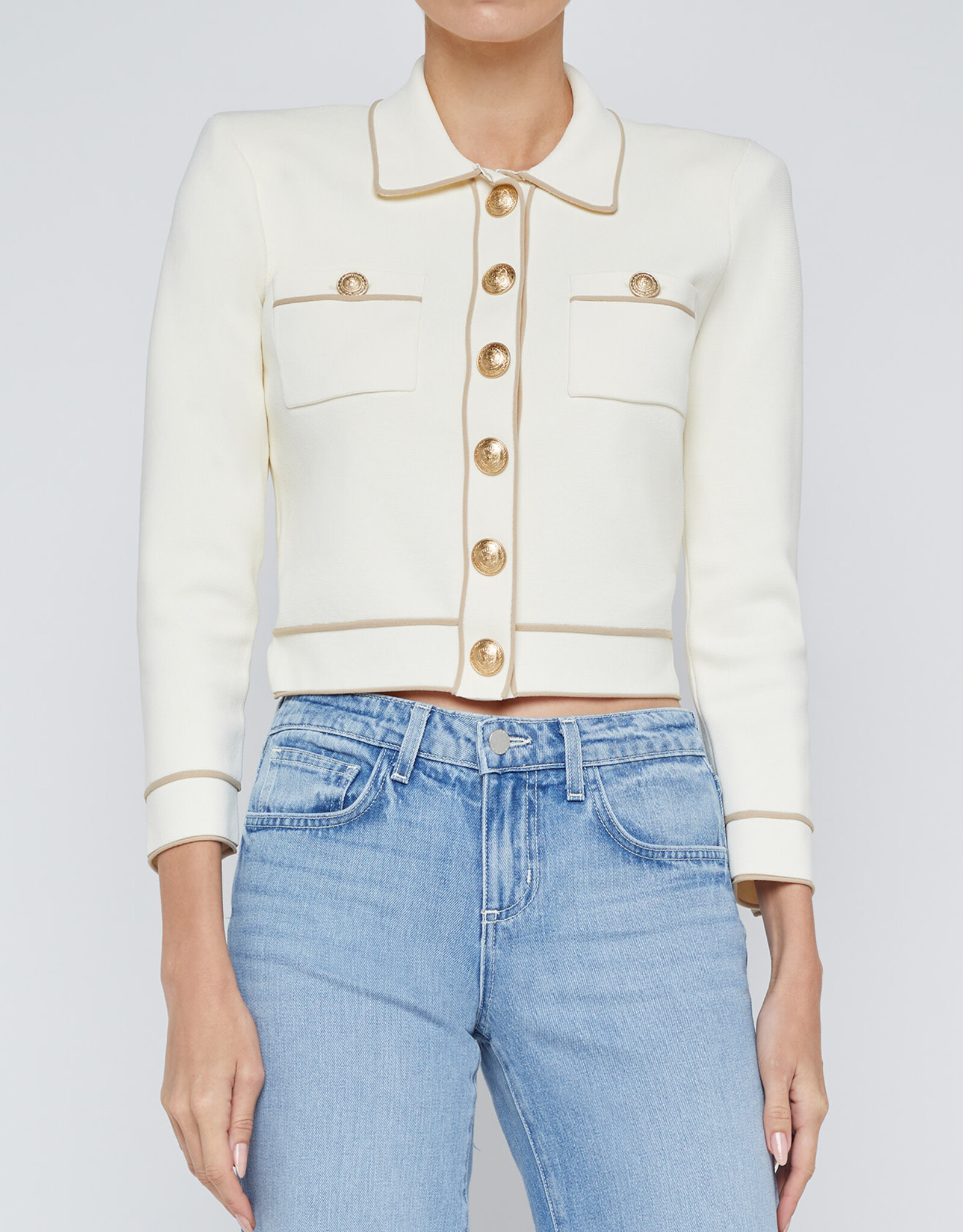 L'AGENCE NEO CONT TRIM CROP CARDI