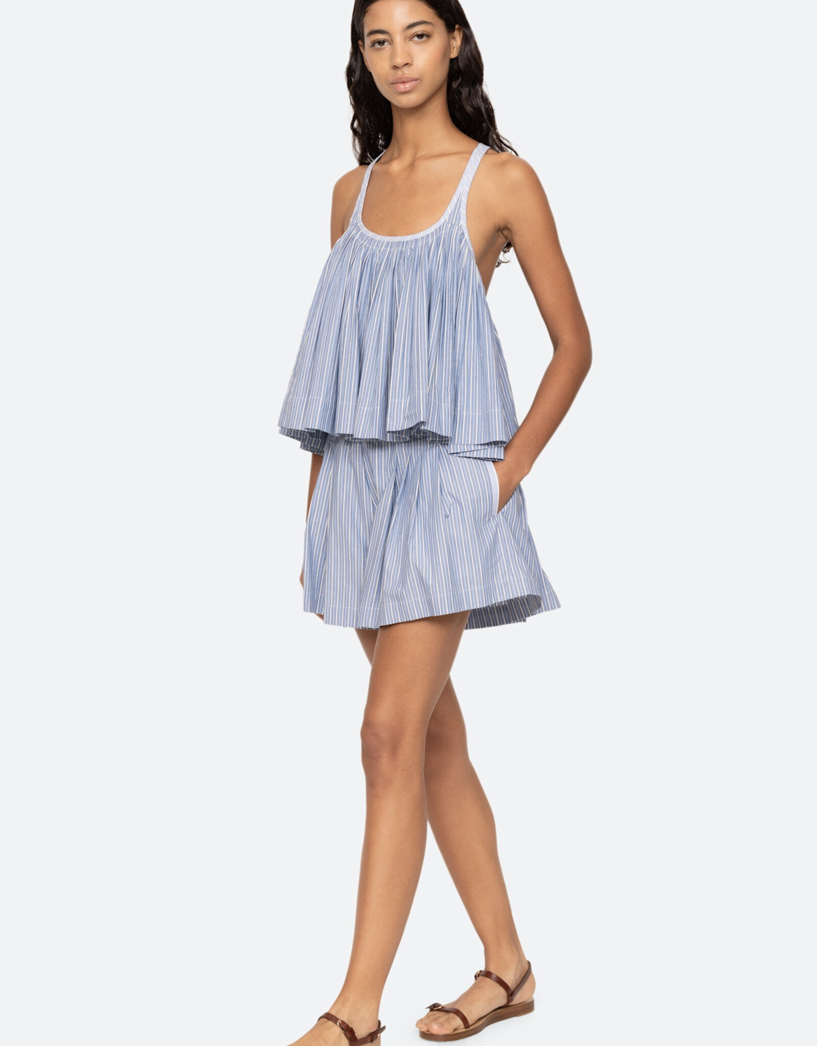 Sea HELMI STRIPED SHIRTING TANK TOP