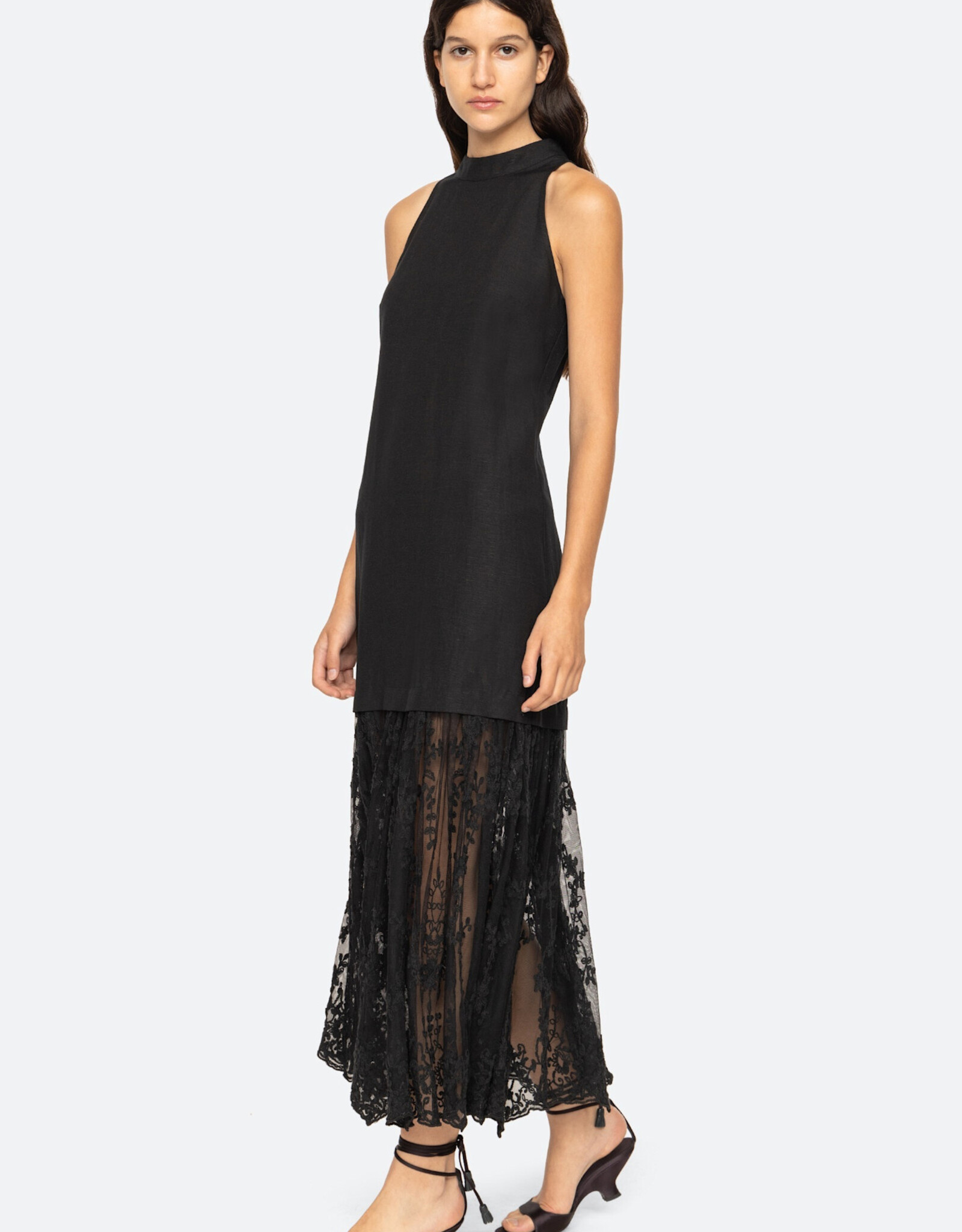 Sea MARJA EMBROIDERY MESH COMBO TANK DRESS