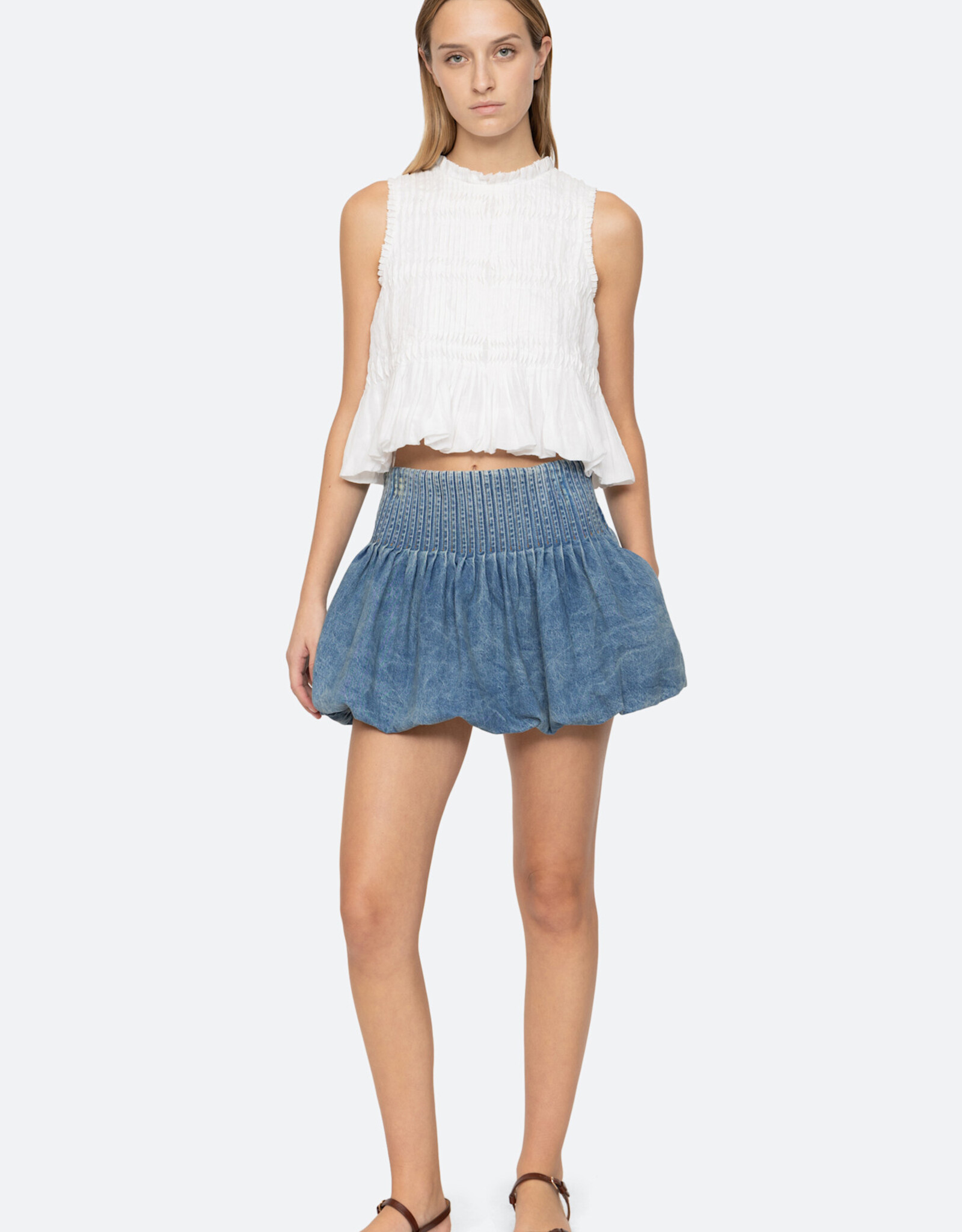 Sea OLI DENIM BUBBLE SKIRT