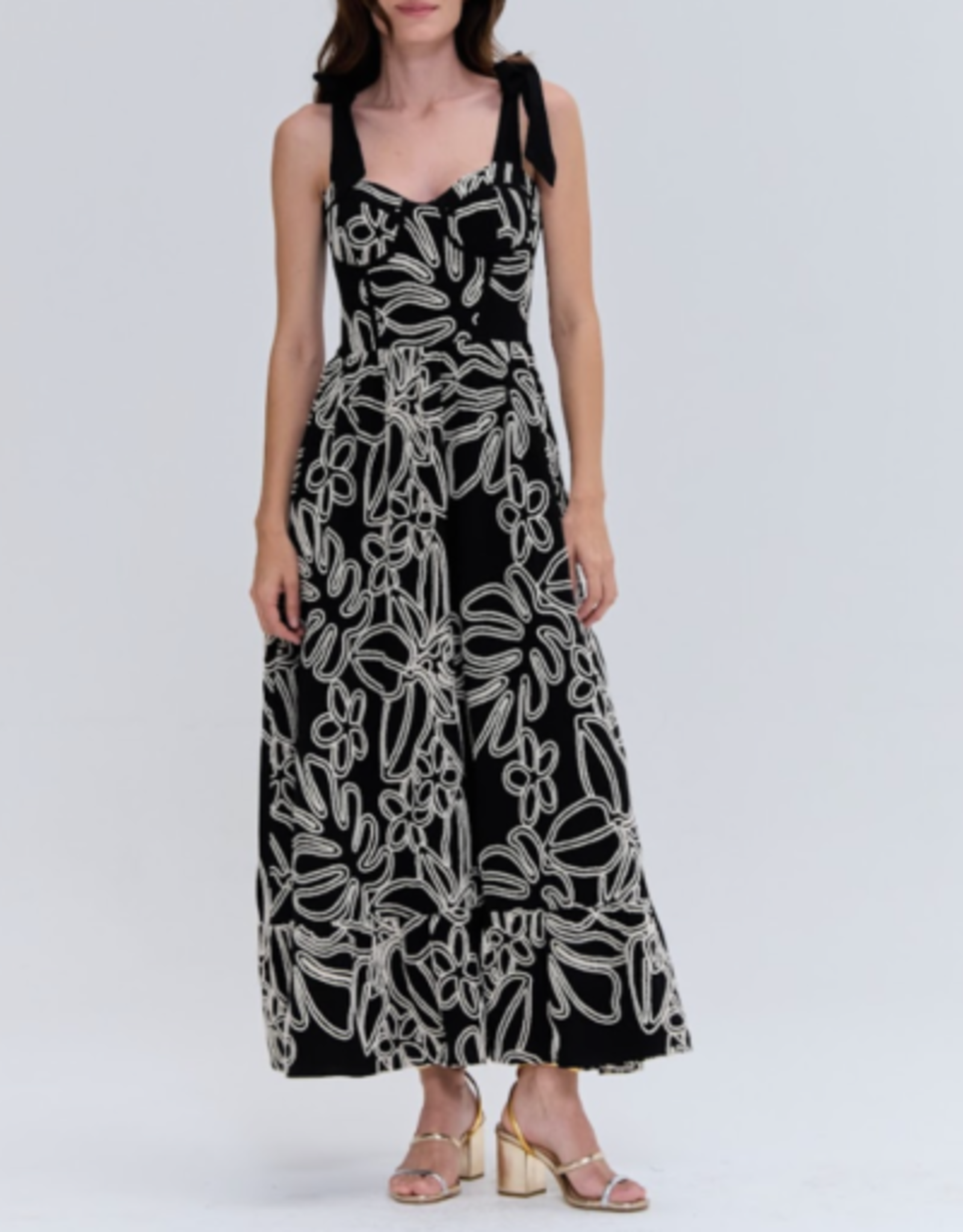 PatBo ASAS LINEN LACE MIDI DRESS