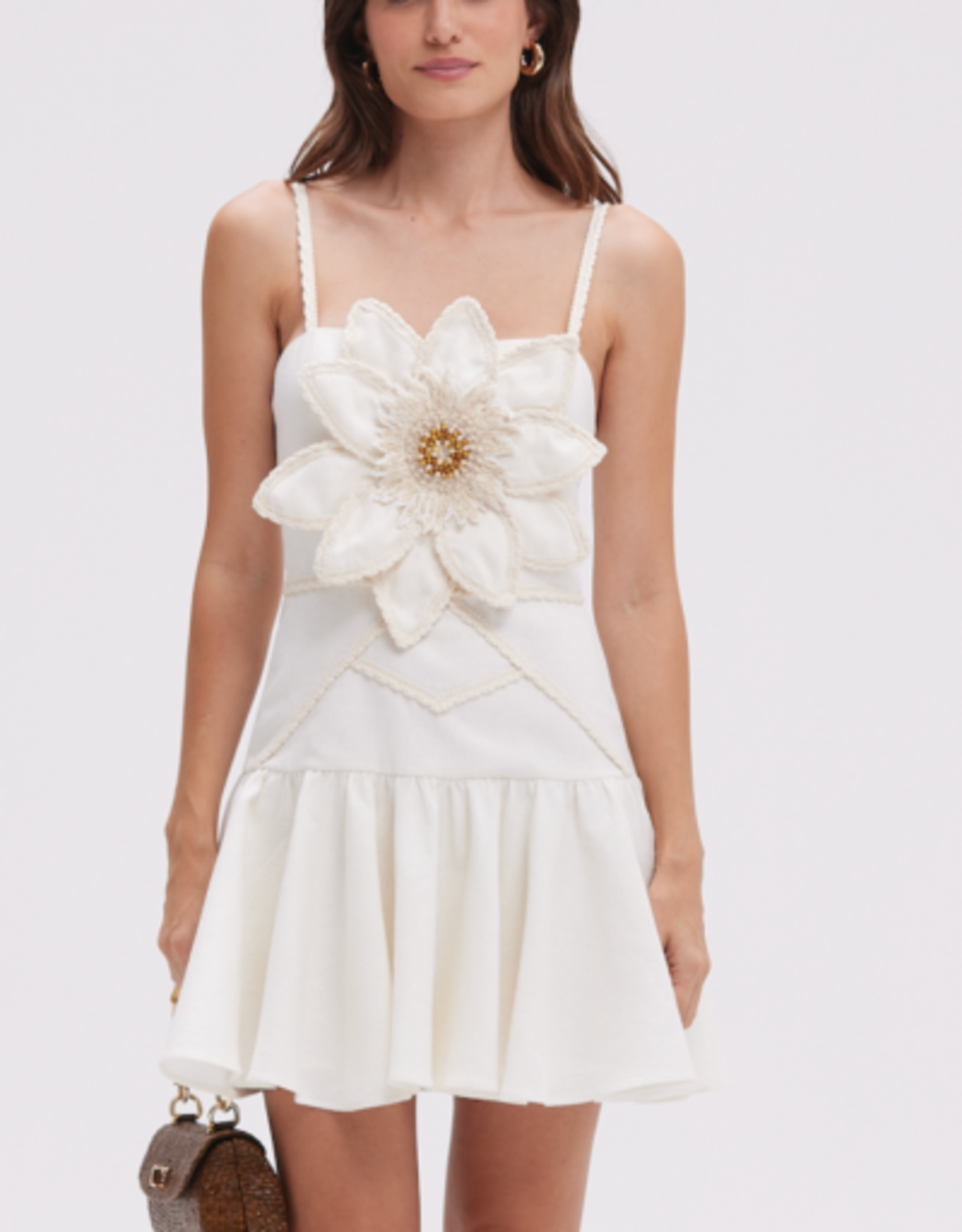 PatBo TROPIC LINEN FLOWER MINI DRESS