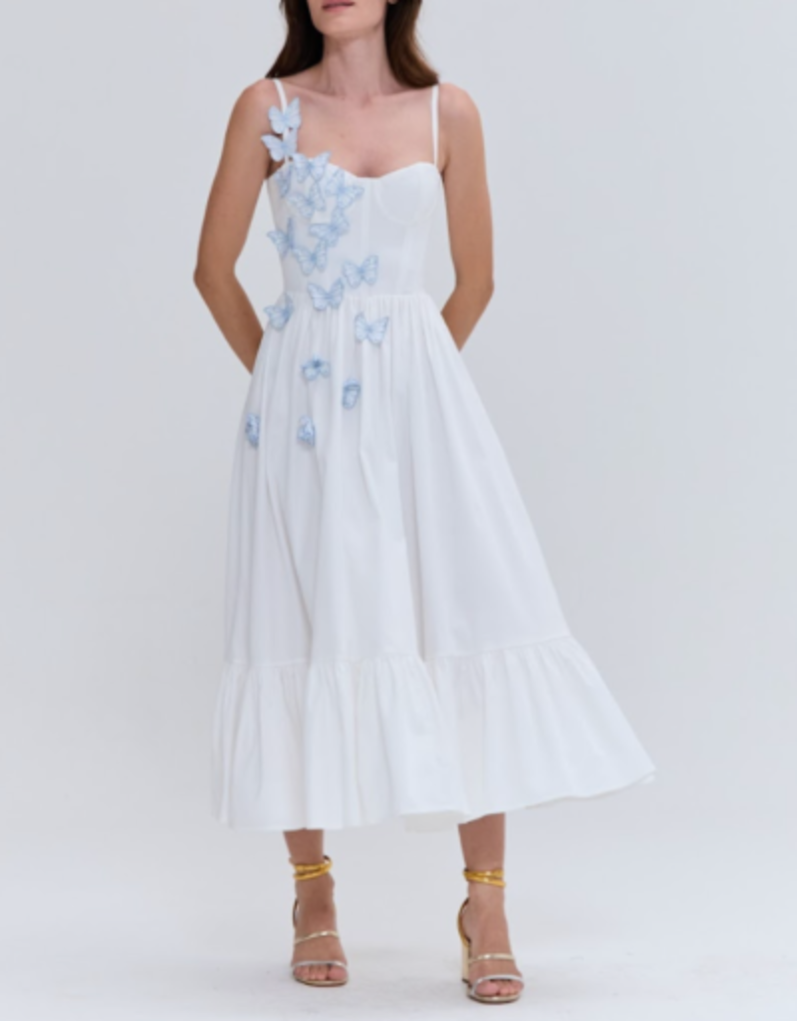 PatBo FLUTTER POPLIN BUTTERFLY MIDI DRESS