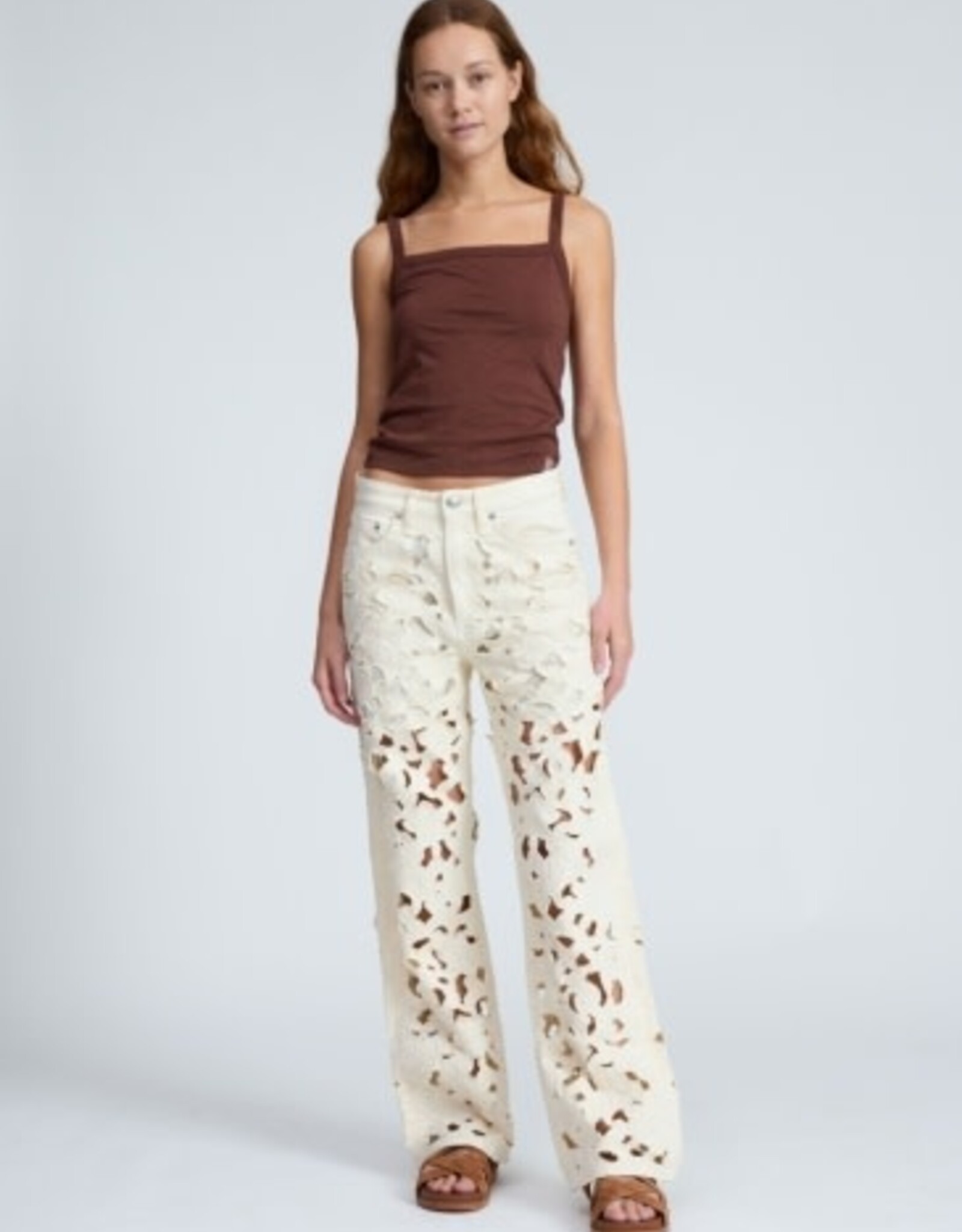 rag & bone logan mid-rise wide leg floral cutout
