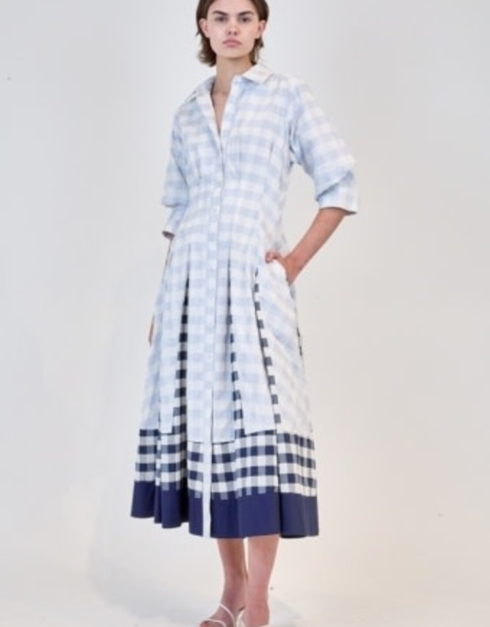 SIMKHAI JAZZ PINTUCK MIDI DRESS
