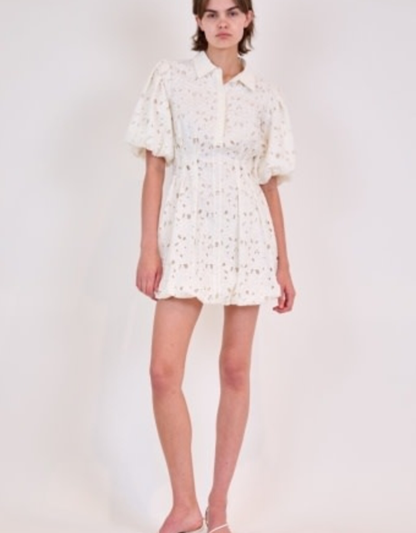 SIMKHAI CLEO BALLOON PINTUCK MINI DRESS