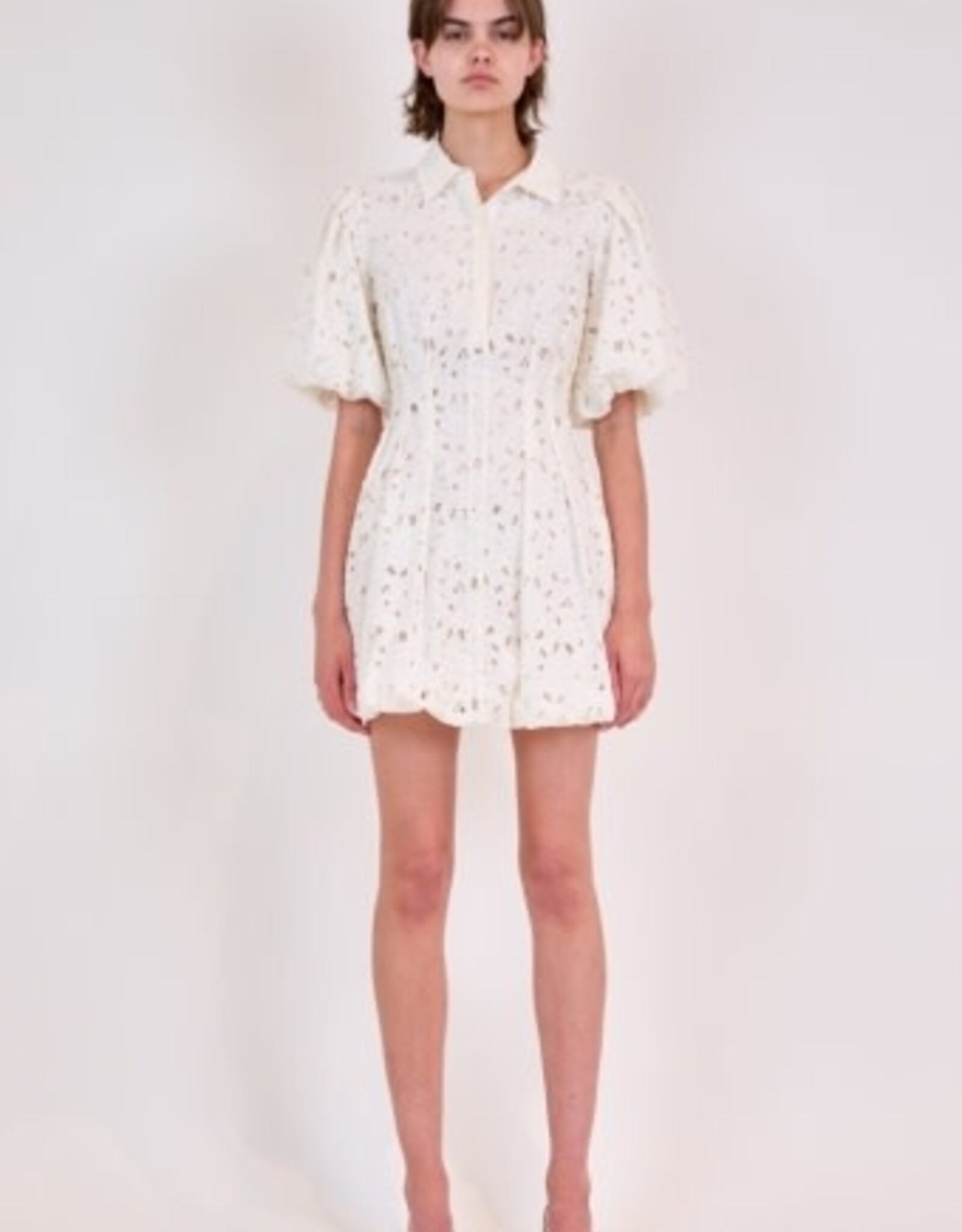 SIMKHAI CLEO BALLOON PINTUCK MINI DRESS