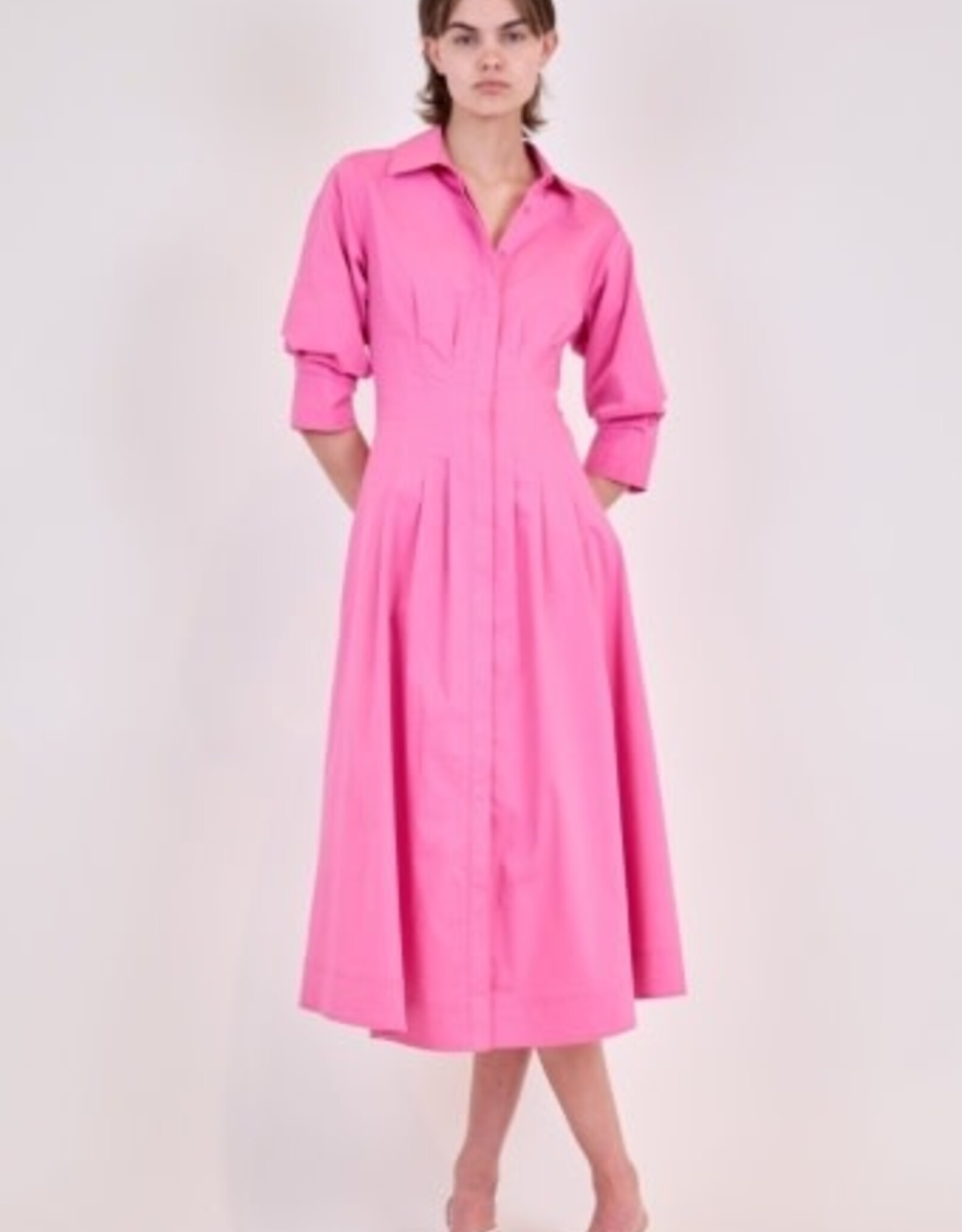 SIMKHAI JAZZ PINTUCK MIDI DRESS