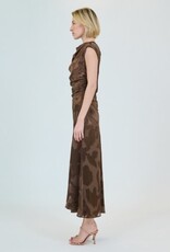SIMKHAI BURKE S/L DRAPED MIDI DRESS