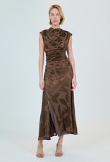 SIMKHAI BURKE S/L DRAPED MIDI DRESS