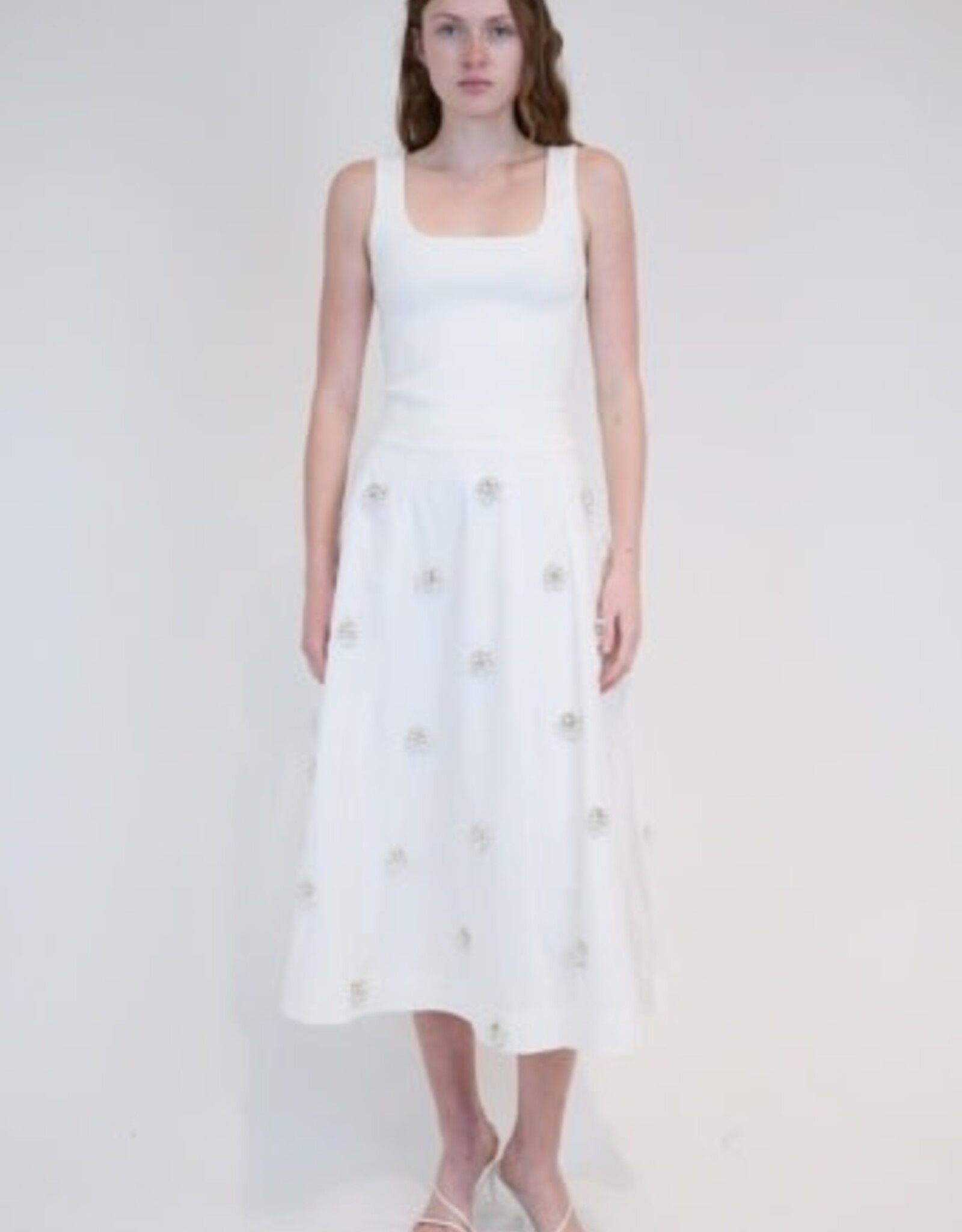 SIMKHAI NOVANNA PLEATED MIDI SKIRT