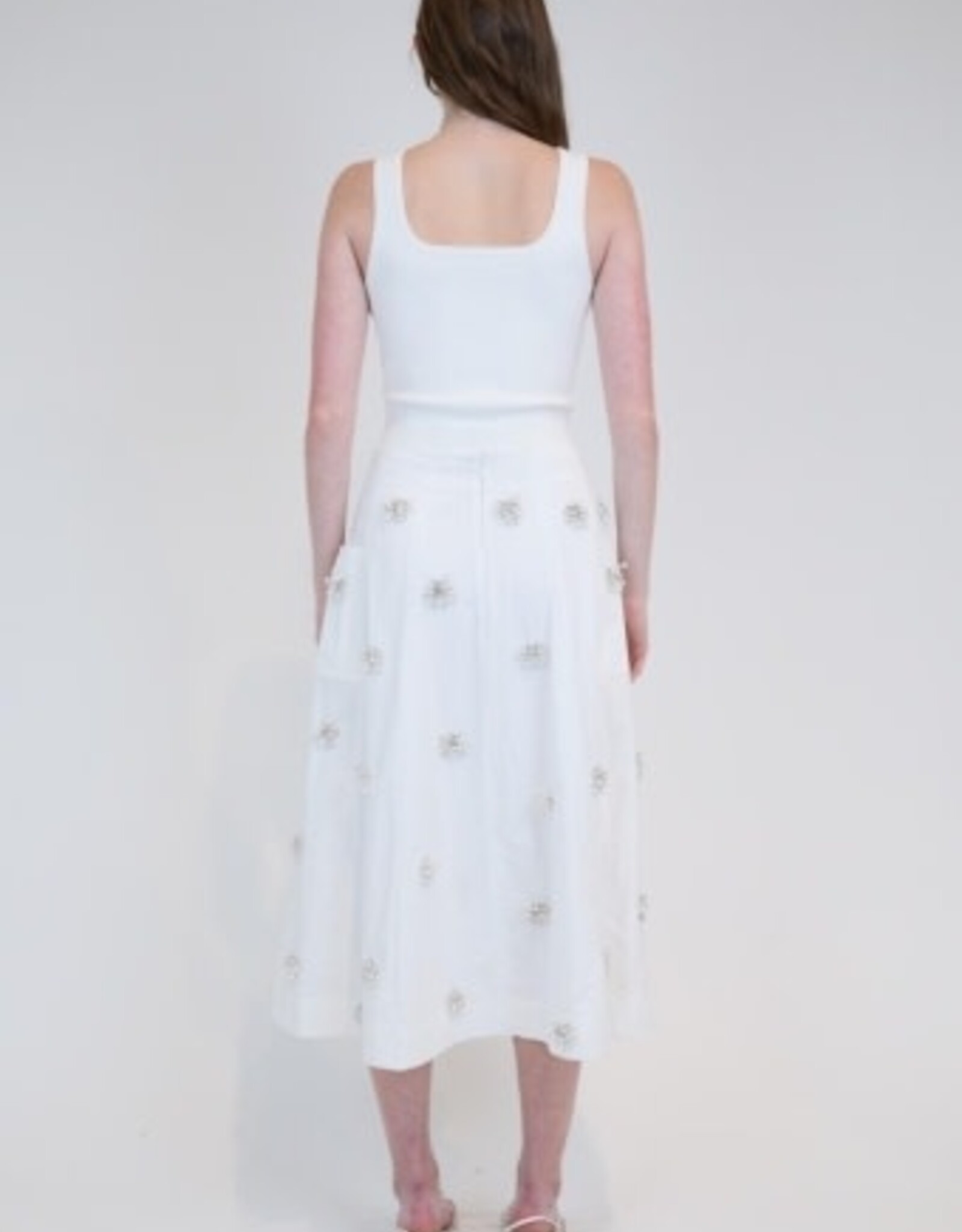 SIMKHAI NOVANNA PLEATED MIDI SKIRT