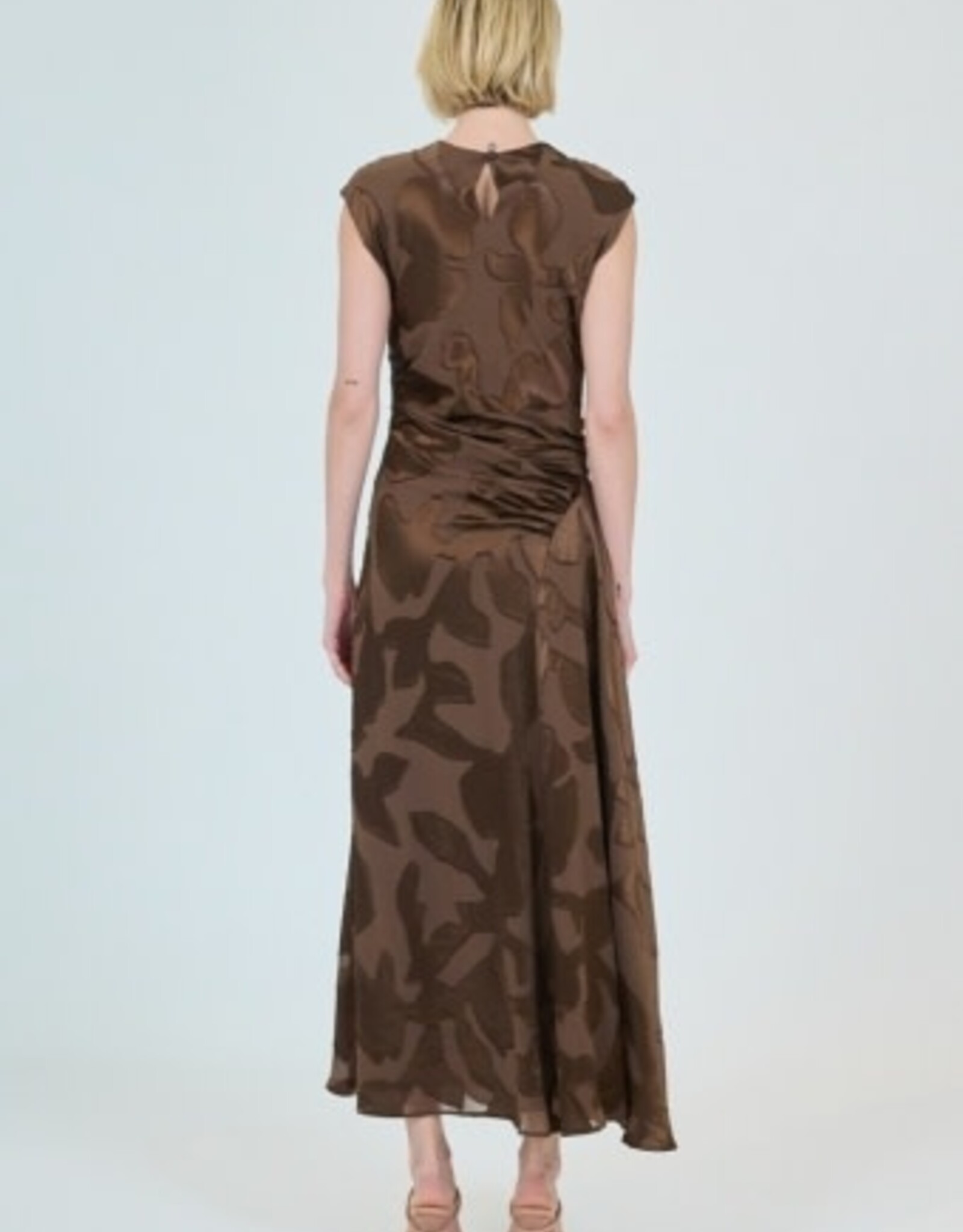SIMKHAI BURKE S/L DRAPED MIDI DRESS