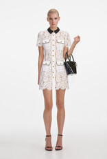 Self Portrait WHITE LACE CONTRAST COLLAR MINI DRESS