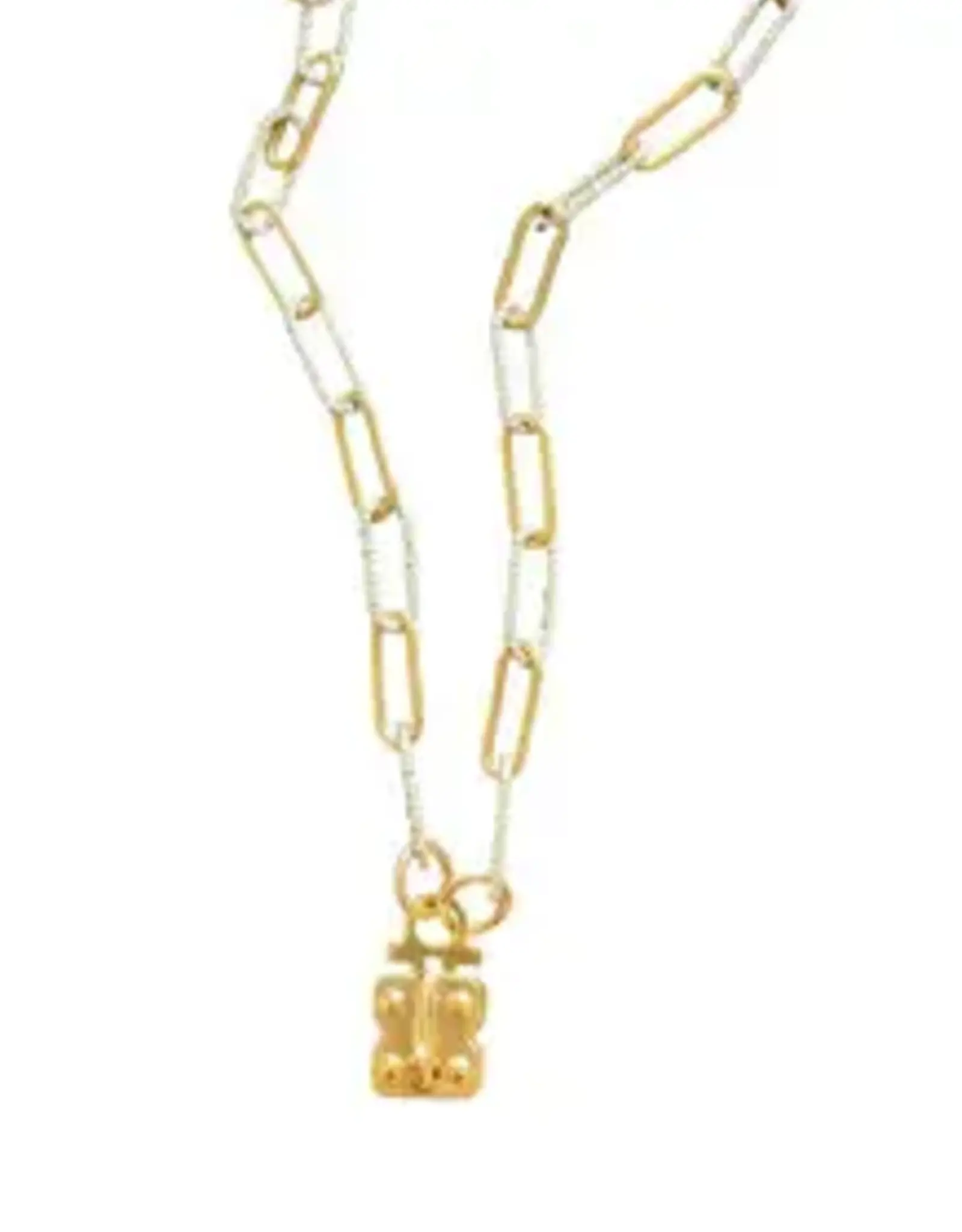 Sennod Jewelry Design N1399G-16 - Two Tone Paperclip Vignette Chain 14K 16"
