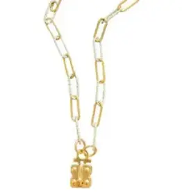Sennod Jewelry Design N1399G-16 - Two Tone Paperclip Vignette Chain 14K 16"
