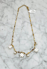 Sennod Jewelry Design N1548-MOP Flower & Pearl Dangle Chain 16" - 18"