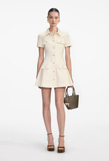 Self Portrait Cream Collared Denim Mini Dress