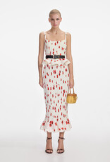 Self Portrait White Floral Plisse Top