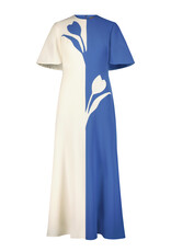 Lela Rose FLUID CREPE SHORT SLEEVE A-LINE DRESS
