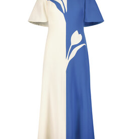 Lela Rose FLUID CREPE SHORT SLEEVE A-LINE DRESS