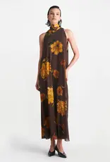 Lela Rose Sleeveless Tie Neck Maxi