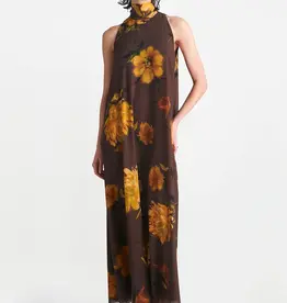 Lela Rose Sleeveless Tie Neck Maxi