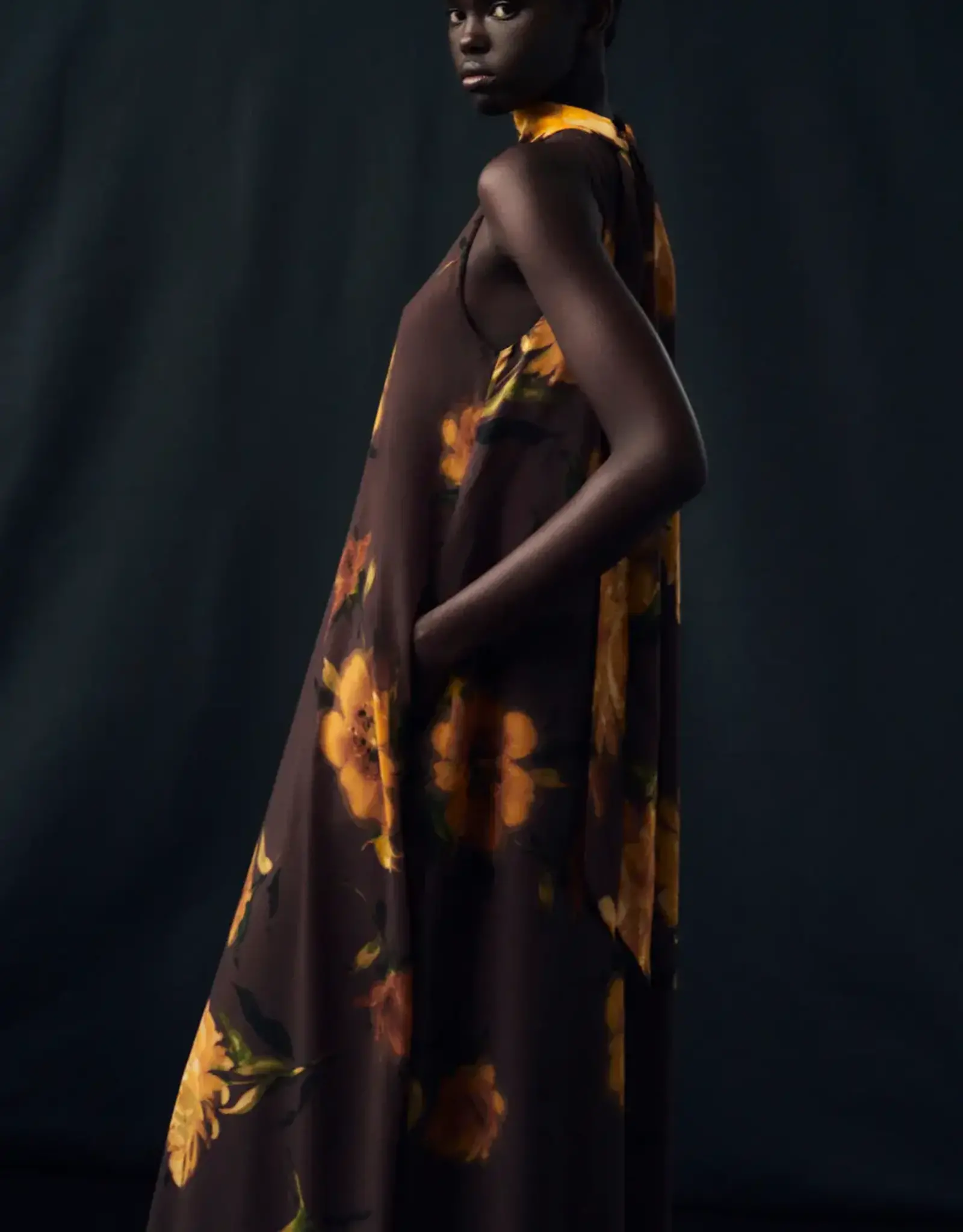 Lela Rose Sleeveless Tie Neck Maxi