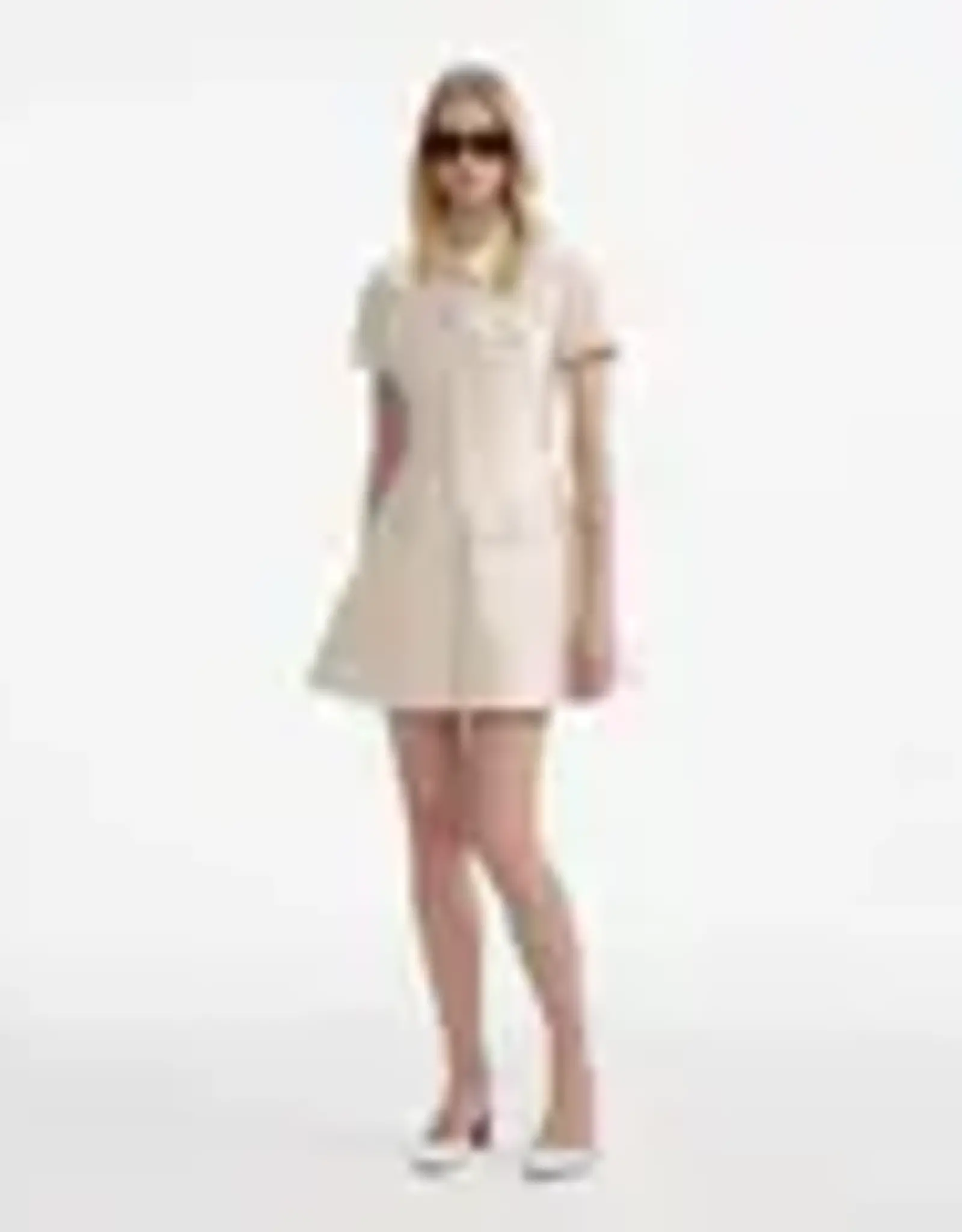 Self Portrait Cream Collared Denim Mini Dress