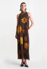 Lela Rose Sleeveless Tie Neck Maxi