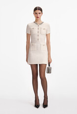 Self Portrait Cream Textured Knit Mini Dress