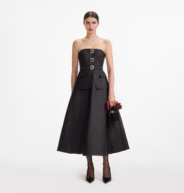 Self Portrait Black Taffeta Bandeau Midi Dress