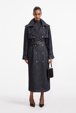 Self Portrait Indigo Denim Trench Coat
