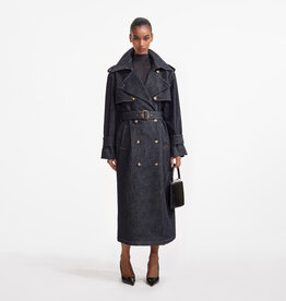 Self Portrait Indigo Denim Trench Coat