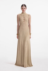 Self Portrait Gold Lurex Knit Maxi Dress