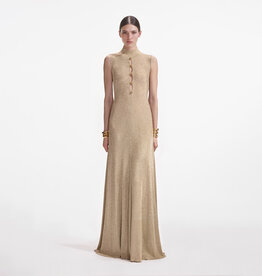 Self Portrait Gold Lurex Knit Maxi Dress