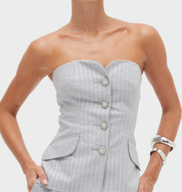 PatBo METALLIC PINSTRIPE STRAPLESS TOP
