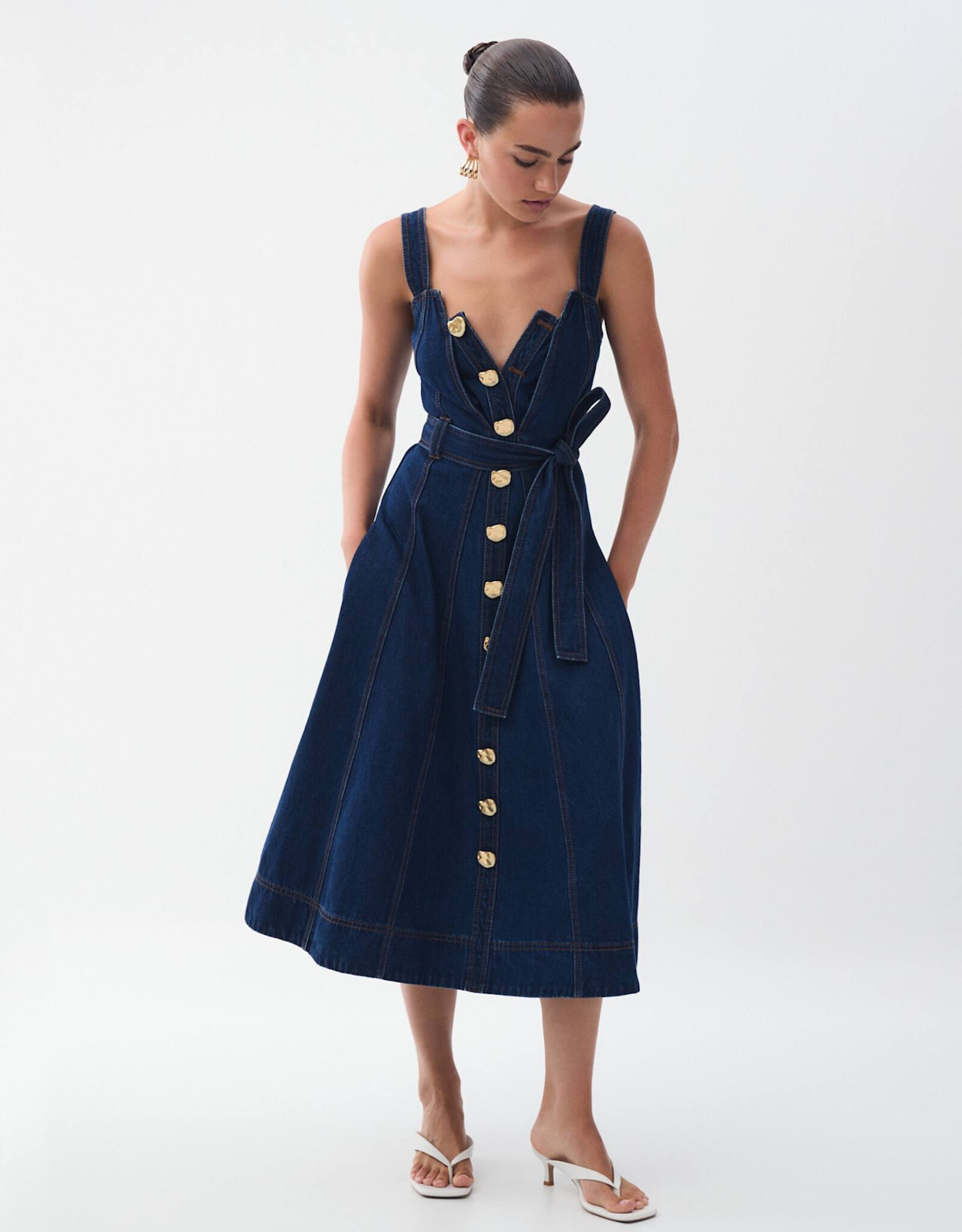 AJE. Genesis Denim Midi Dress
