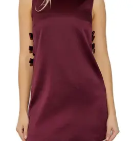 Self Portrait Burgundy Satin Cut Out Mini Dress Self Portrait Burgundy Satin Cut Out Mini Dress