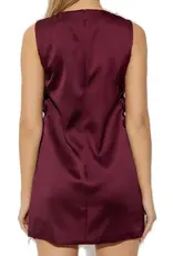 Self Portrait Burgundy Satin Cut Out Mini Dress