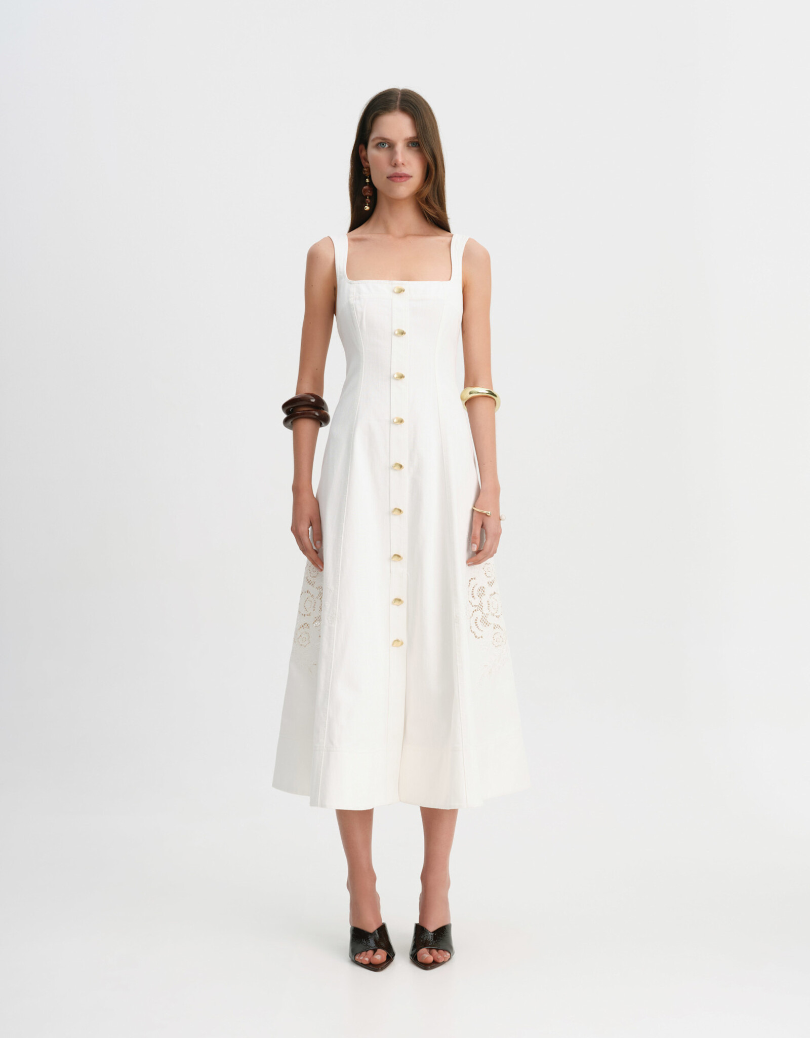 AJE. Halo Embroidered Midi Dress