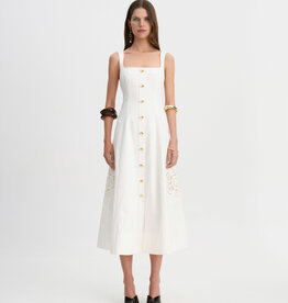 AJE. Halo Embroidered Midi Dress